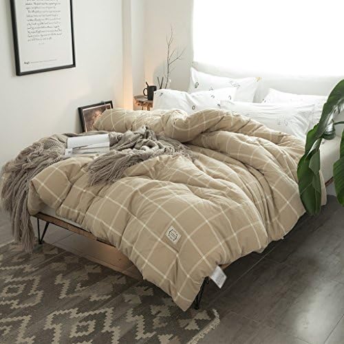 Duvet Quilt Square grid warm yellow cotton hollow fiber anti-allergic 100% soft anti-mite quilt thicker Duvet ( Color : Standard , Size : 200230cm )