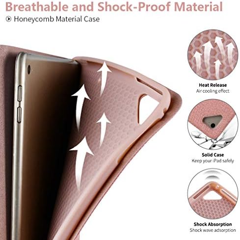 Coque avec clavier pour iPad 9.7 pour iPad 6e génération 2018 iPad 5e génération 2017 iPad Pro 9.7 iPad Air 2 Air 1 avec clavier Bluetooth amovible sans fil coque pour iPad-Porte-stylos (Champagne)