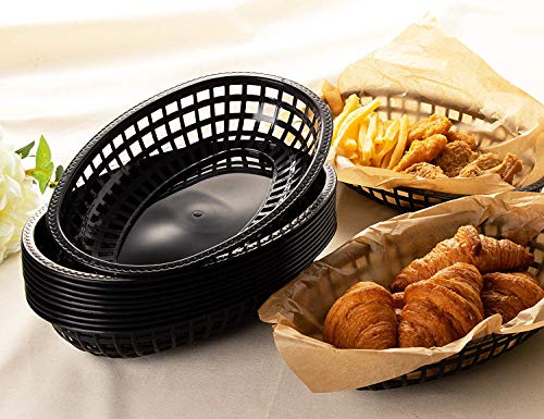 Juvale 12-Pack Plastic Oval Baskets for Fast Food Service, Restaurants and Deli, 9 x 6 x 1.5 Inches - Thumbnail 2