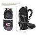Loowoko Hiking Backpack 50L Travel Daypack Waterproof with Rain Cover for Climbing Camping Mountaineering (Black)