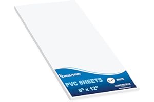 Mega Format Expanded PVC Plastic Sheets - 6" X 12" White Rigid Sheet for Crafts, Signage, & Displays - Sintra, Celtec PVC Board - Waterproof for Outdoors Use - 1/4" 6mm Thick - 1-Pack-White