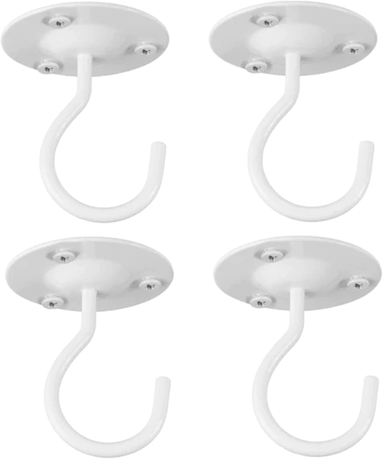 Outdoor Hanging Brackets - Monarch Abode 20045 Wall Mount Plant Hook Premium Metal Decorative Hanging Bracket for Plants Bird Feeders Planters Home Decor Ceiling Hook, Heavy Duty, 2.7 inch, Set of 4, Classic White