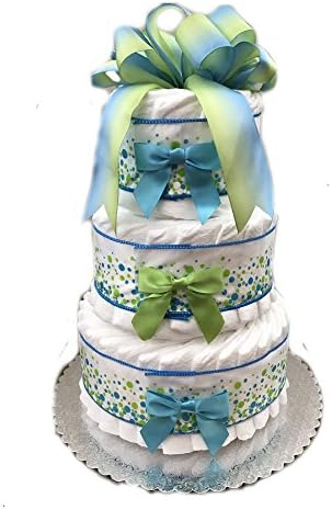 Classic Pastel Baby Shower Diaper Cake (3 Tier, Festival Blue)