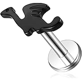 TOMIDES 1pcs G23 Titanium Flat Back Earrings Studs 16g F136 Implant Grade Titanium Labrets Press Fit Threadless Push In Dainty Cartilage Helix Conch Lobe Lip Tragus Piercing Jewelry