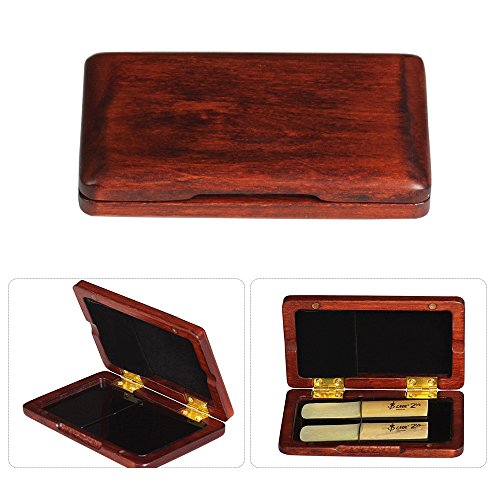ammoon Solid Wood Reed Case Wooden Holder Box for Tenor/ Alto/ Soprano Saxophone Clarinet Reeds, 2pcs Capacity - Thumbnail 7
