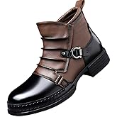 Men's British Retro Work Boots - Short Ankle Lace-Up with Zipper Closure, Round Toe & Chunky Sole for All-Season Casual Wear