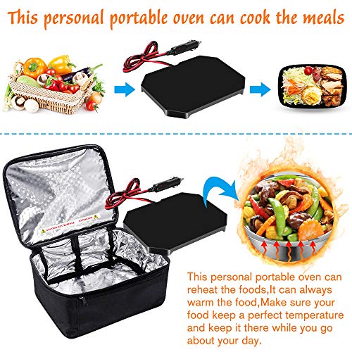 Triangle Power Personal Portable Oven, Electric Slow Cooker For Food,Mini Oven For Meals Reheat,Food Warmer with Lunch Bag For Car(12V)