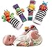 Blige SMTF Cute Animal Soft Baby Socks Toys Wrist Rattles and Foot Finders for Fun Butterflies and Lady bugs Set 4 pcs primary