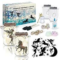 2Pepers DIY Fairy and Unicorn Nightlight Craft Kit (2 Pack), Fairy Lantern Jars Arts and Crafts for Girls, Make Your Own Unicorn Lamp Decor Craft Project, Fairy and Unicorn Gifts for Kids