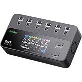 ISDT E625 6-Channel 1S LiHV/LiPo Battery IPS Screen Smart Charger/Discharger, Type-C/XT60 PD Powered with BT2.0/PH2.0 Ports, Features 4.35V 2.5A Fast Charging for Tiny Whoop FPV Drones RC Batteries