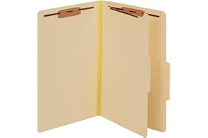 Globe-Weis Classification Folders, 2/5 Cut Tab, 1 Divider, Bonded Fasteners, Legal Size, Manila, 10 Folders Per Box (98621GW)