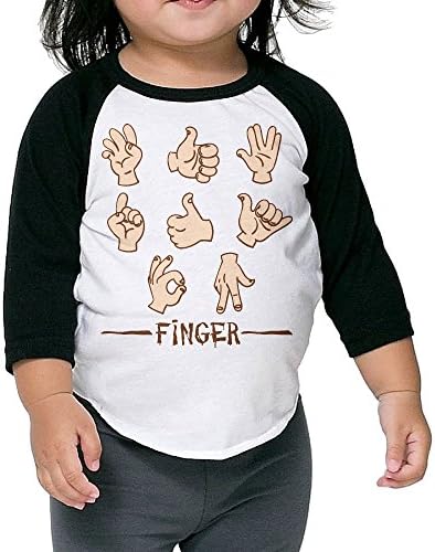 Toddler Funny Finger Black Size 2 Toddler 100% Cotton 3/4 Sleeve Athletic Baseball Raglan Tee Shirts