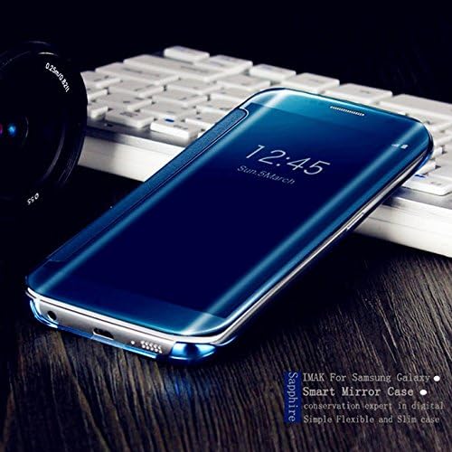 Mirror Stand Flip Cell Phone Case Cover for iPhone 7/7Plus 6/6S/6 Plus 5/5S/SE Samsung Galaxy S7/S7 Edge Galaxy S6/S6 Edge/S6 Edge Plus Blue Samsung Galaxy S7 Edge