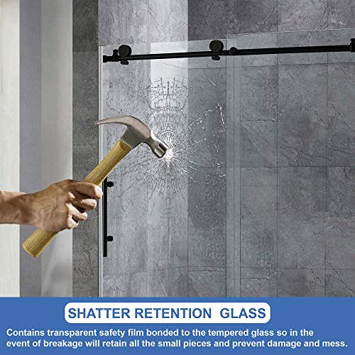 WOODBRIDGE MBSDC6076MBL Frameless Sliding Glass Shower Door 56"60"W