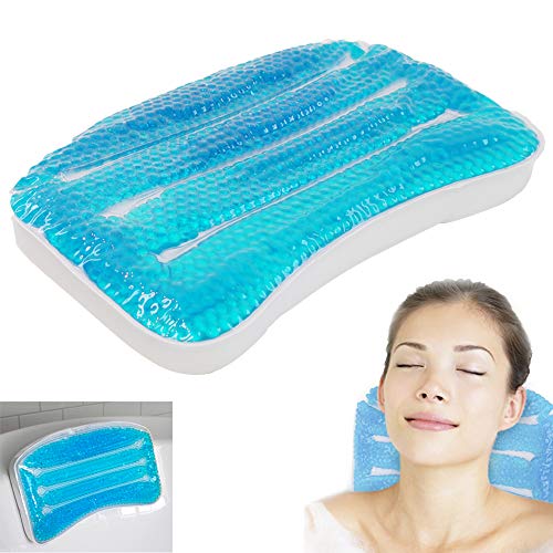 Bath Tub Spa Pillow Cooling Gel Beads W/Suction Cups Comfort Neck Relax Cushion - Thumbnail 5