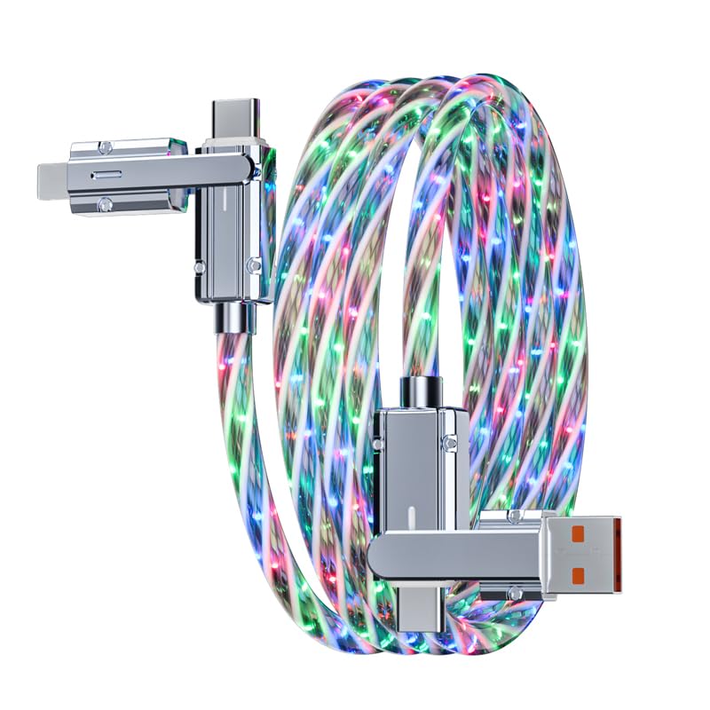 Photo 1 of 100W 4 in 1 LED Light Up Charging Cable,3.3FT RGB Starlight LED Light Up Glowing,Fast Charging Cord Lighting/Type C/USB A Cable USB A to USB C Cable,for Phone17/16/15/14 Mac,Samsung S24 S23 S22