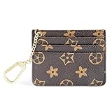 Womens Credit Card Holder Mini Wallet Key Chain pouch - Edmen (Brown-B), Small