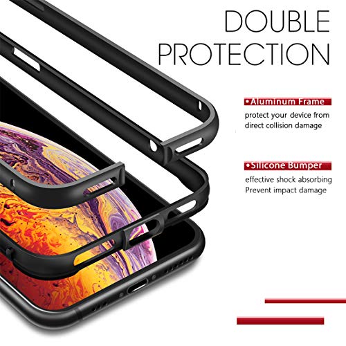 Humixx Extre Series iPhone Xs Case,Utra-Thin Aluminum TPU Hybrid Shockproof Bumper Case Compatible with iPhone X/iPhone 10 -Matte Black
