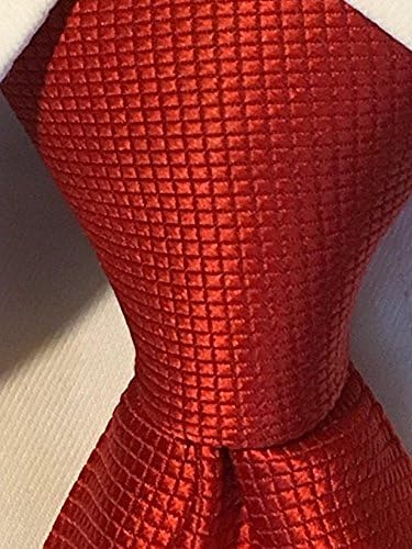 IntrepidIntrepid Executive Wardrobe Accessory , 100% Solid Crimson Red Silk Jacquard Woven 3.4" Classic Handmade Men's Necktie Tie