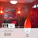 LOHAS Red Light Bulb Candelabra Base E12, 60W Equivalent(6Watt LED Bulb), Decorative Christmas Lighting, Candle Lights for Chandelier Red Glow, 550 Lumen, Not Dimmable(4 Pack)