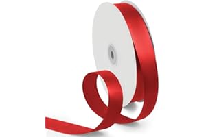 HimBen 1 Inch 100 Yards Satin Ribbon Red, Solid Color Fabric Ribbon for Gift Wrapping, Wedding, Polyester Gift Ribbon for Birthday Party Decoration, Craft, Hair, Floral, Sewing