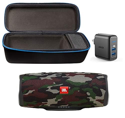JBL Charge Portable Waterproof Wireless Bluetooth Speaker Bundle with  divvi! Charge Protective Hardshell Case and Anker 2-Port Wall Charger 