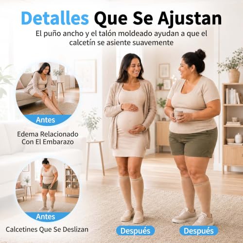 CAMBIVO Medias de Compresión 10-15 mmHg, Medias Hasta la Rodilla, Unisex | Calcetines de Compresion Mujer Hombre, Transparente Cómoda, Talón Reforzado, para Trabajo, Viaje, Oficina y Uso Diario