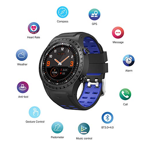 SMA-M1 GPS Sport Smart Watch Activity Tracker Fitness Watches for Men Heart Rate Monitor Smart Watch Sleep Monitoring Smartwatch for Android and iOS (Blue)