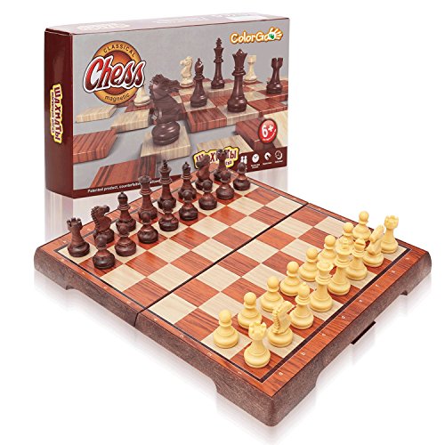 ColorGo Magnetic Travel Chess set, Portable Mini Chess Board Game for Adults and Kids