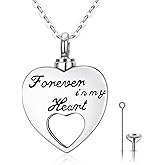 Suiknsn Heart/Tree of Life/Snake Urn Necklace for Human Ashes 925 Sterling Silver Customized Memorial Keepsake Cremation Jewelry Ashes Necklace of Loved Ones Women