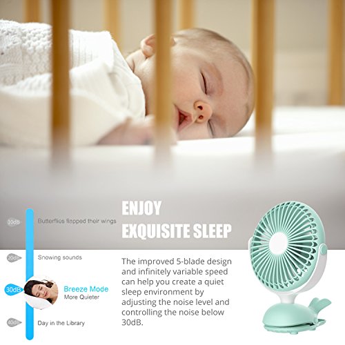 Clip Fan Portable Mini USB - Battery Operated Fan Silent Desk Fan, 360 Rotation, Rechargeable Battery Powered Fan, Small Cooling Quiet for Stroller, Bedroom, Office, Woman, Kids, Travel