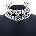 XY Fancy Women Fashion Punk Chain Collar Necklace Wide Band Alloy Rhinestone Choker Silver