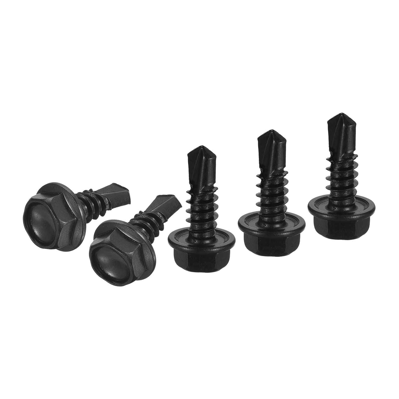 DTGN #14x3/4" Hex Washer Head Self Drilling Screws - 50Pack - Good for Machine - 410 Stainless Steel Black Oxide - Self Tapping Sheet Metal Screws