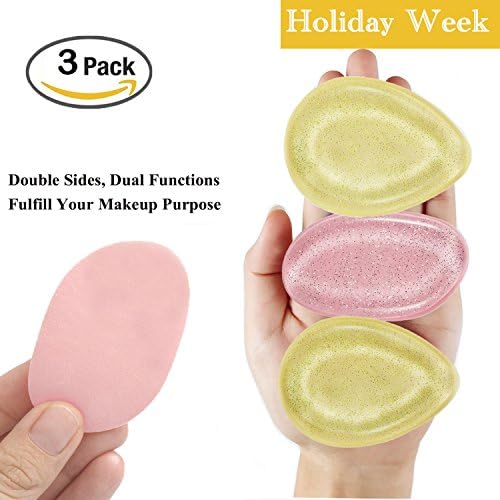 Silicone Blender Sponge, Dual Use Silicone Beauty Makeup Sponge &amp; Powder Puff, Flawless Foundation, Concealer, Liquid, Cream and Powder Cosmetic Applicator - 3 Packs （2 Water drop, 1 Leaf)