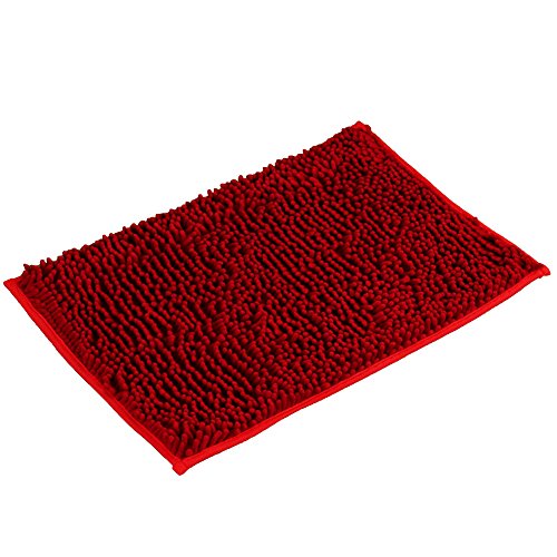 Non-Slip Bathroom Rug Shag Shower Mat Bath Mats,Burgundy,15" x 23",Pack of 2