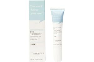 COSMEDICA SKINCARE New Brightening Eye Gel With Hyaluronic Acid, Vitamin C & E, Peptides For Dark Circles Puffiness, Wrinkles, Fine Lines, Crows Feet, Dark Spots For A More Radiant Appearance 0.5 FL OZ (15 ML)