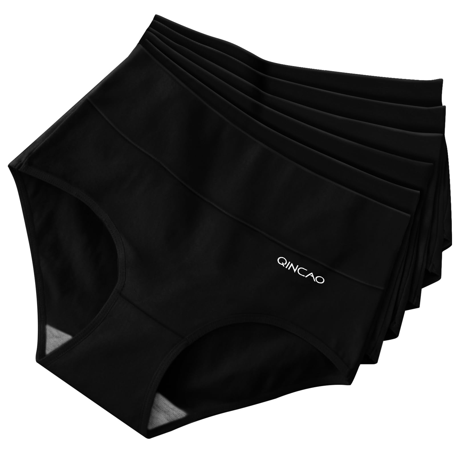 QINCAO Unterhosen Damen, 6er Pack Hohe Taille Slips Baumwolle Unterwäsche, Stretch Atmungsaktiv Panties Weich