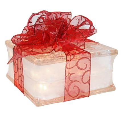 Buy Lighted Glass Block With Sheer Red Ribbon Online At Low Prices