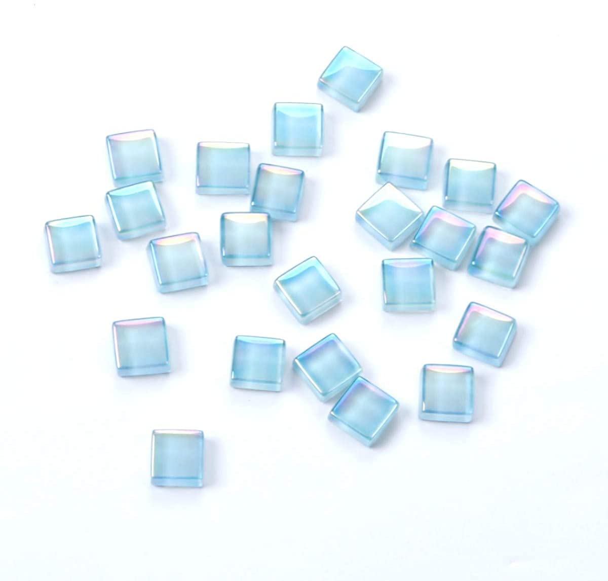 BTMIEY Mixed Color Crystal Mosaic Tiles,200pcs/bag Square Glass Mosaic Tiles for DIY Crafts Supplier Laser Crystall Mosaic Tile Creative Art Material (Sky Blue)