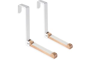 TASEVO 2 Pack Folding Clothes Drying Rack, Thickness Adjustable, Metal/Wooden, Portable, Lightweight, Heavy Duty, Over The Do