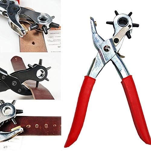 CHRISTY HARRELL Leather Hole Punch Belt Hole Puncher Strap Punching Pliers, Heavy Duty Revolving Punch Plier Tool, Multi Sized Puncher For Belts, Crafts, Card, Rubber, Belts, Purses, Watch Bands