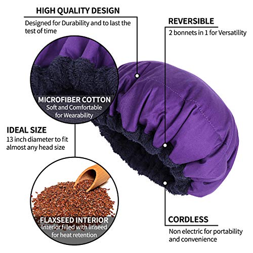 Cordless-Deep-Conditioning-Heat-Cap-Safe-Microwavable-Heat-Cap-for-Steaming-Heat-Therapy-for-Hair-100-Natural-Cotton-Flaxseed-Seed-Interior-for-Maximum-Heat-Retention-Purple
