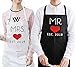 UJoowalk His and Her Aprons Black White Wedding Gifts for Couple Bridal Shower Newlywed Thanksgiving Day Gifts(2019 Heart)