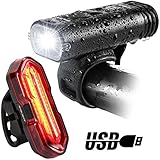 USB Direct Rechargeable Bike light Set,BYBLIGHT LED Induction Waterproof Road Mountain Bicycle Headlight Front Light with Free Rear Back Tail Light