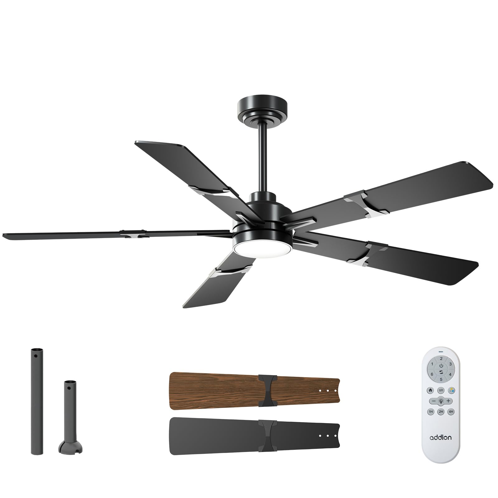 addlon Ceiling Fans with Lights, 60 inch Black Ceiling Fan with Light ...