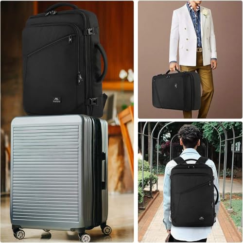 MATEIN Hand Luggage Backpack for Air Travel, black, Business | Reiserucksack Damen, Rucksack Handgepäck Flugzeug, Ryanair Rucksack Herren 40x30x20, Travel Backpack für Kurztrip, Schwarz