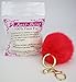 Key Chain Accessories for Women - Red Faux Fur Ball Charm and Artificial Pearl with Key Ring
