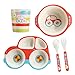 5 Piece Bamboo Dinnerware for Kids, Toddler, Car Plate and Bowl Set, BPA Free, Eco Friendly and Dishwasher Safe, Great Gift for Birthday, Baby Shower