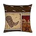 geinne 4pack Cowboy Style Throw Pillow Case Vintage Western Cowboys Riding Horses Theme Decorative Square Cotton Linen Cushion Cover for 18 X 18 Inch Pillow Inserts (Cowboy-2)