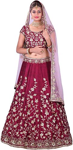 globalia creation women's silk semi-stitched lehenga choli